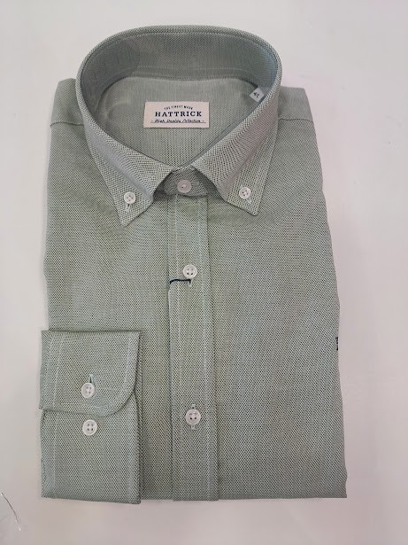 Camisa verde oxford fino sin bolsillo Hattrick